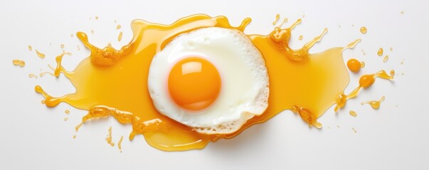 BIO fresh chicken broken eggs on green farm, food protein healthy food banner. Generative Ai.