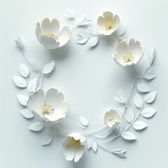 Spring flowers made of paper with space for your text