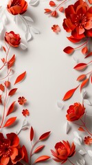 Spring flowers made of paper with space for your text