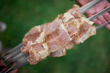 Summer Backyard Barbecue Featuring Hand-Threaded Kebabs Ready for Grilling