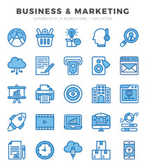 Set of Business & Marketing Icons. Simple line art style icons pack.