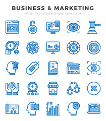 Set of simple Two Color Business & Marketing Icons. Two Color art icons pack.