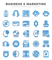 Set of 25 Business & Marketing Two Color Icons Pack.