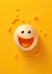 Happy smiley chicken broken eggs illustration, food protein healthy food .  Generative Ai.