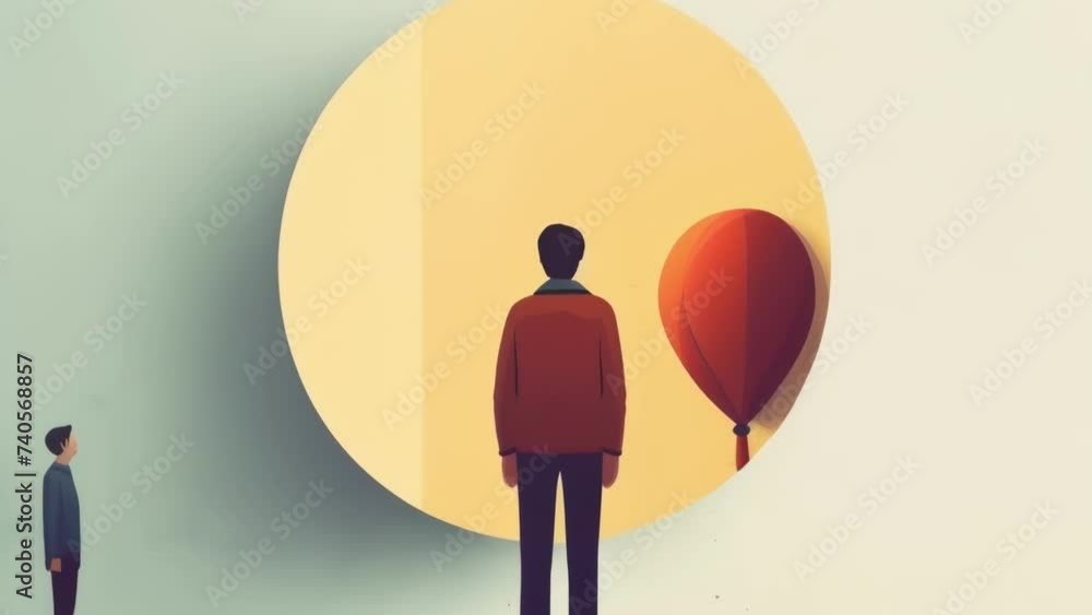 Aufkleber a person standing in front of a mirror with one side reflecting a happy person and the other showing