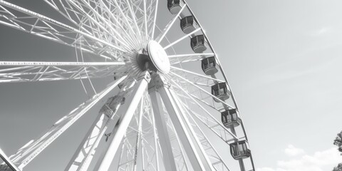 A classic black and white photo of a ferris wheel. Suitable for various design projects