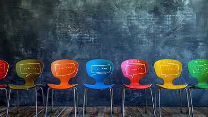 Group discussion with speech bubble