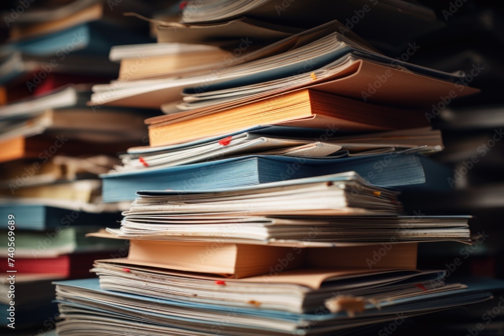 Poster a pile of books stacked on top of each other. ideal for educational or library concepts