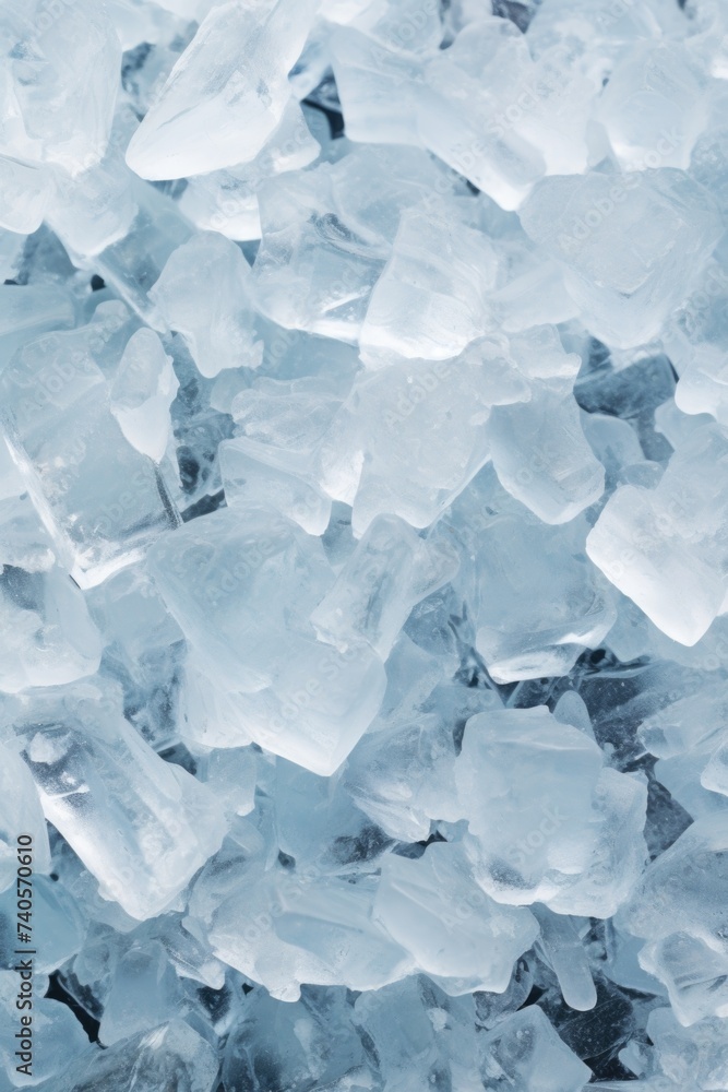 Poster A pile of ice sitting on top of a table. Suitable for various concepts and designs