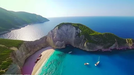 Foto op Plexiglas Navagio Beach, Zakynthos, Griekenland Shipwreck Beach or Smuggler's Bay, greece.