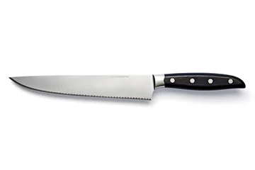 Fotobehang Kitchen knife stainless steel with black handle isolated on white background © Oksana