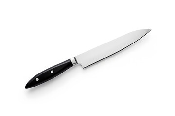 Kitchen knife stainless steel with black handle isolated on white background