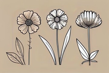 Drawing of flowers on a beige background