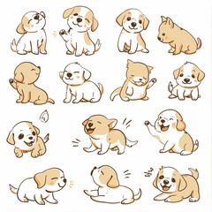 Fototapeta premium Playful Puppy Sketches