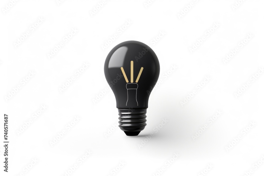 Poster a black light bulb on a plain white background. perfect for illustrating concepts of creativity and 