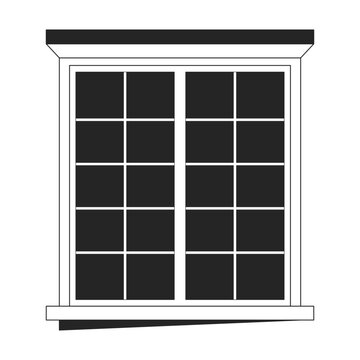 recommend clip art: Window building exterior black and white 2D line cartoon object. Residential structure. Home glass window isolated vector outline item. Architecture modern frame monochromatic flat spot illustration
