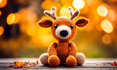 Crochet toy handicraft homemade threads. Selective focus.