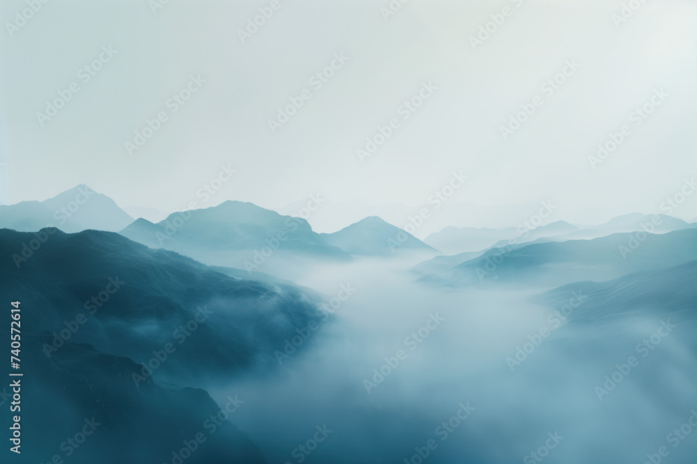 Poster misty mountain landscape. background image. created with generative ai technology