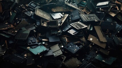 A stack of outdated electronic gadgets. Ideal for illustrating technology recycling
