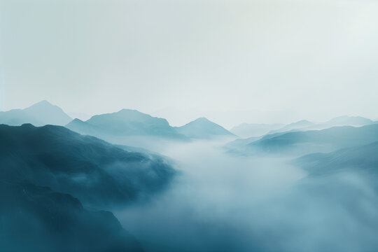Misty mountain landscape. Background image. Created with Generative AI technology