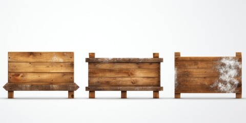 Three wooden benches placed next to each other, suitable for various outdoor settings