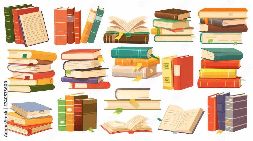 Poster a stack of books for reading. a stack of textbooks for education. a set of books, dictionaries, ency