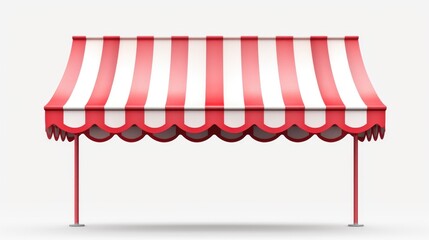 Red and white striped awning covering a table, perfect for outdoor dining