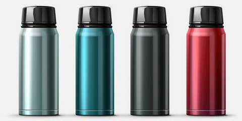 Three different colored stainless steel water bottles, perfect for hydration on the go