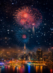 beautiful fireworks for the holiday. Selective focus.