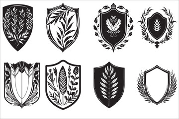 Heraldic shield, Vintage shield silhouette - obrazy, fototapety, plakaty