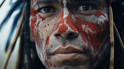 Close-up of a person with colorful face paint, suitable for creative projects