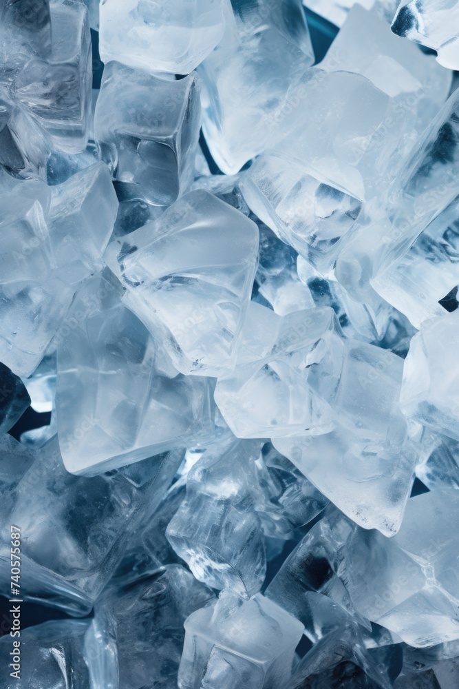 Poster a pile of ice cubes on a table, suitable for various uses