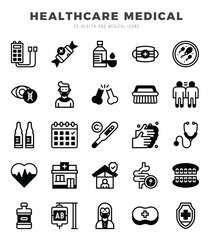 HEALTHCARE MEDICAL icons set. Vector illustration.