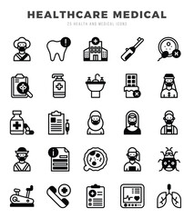 HEALTHCARE MEDICAL Icons Pack. Lineal Fill icons set. Lineal Fill icon collection set. Simple vector icons.