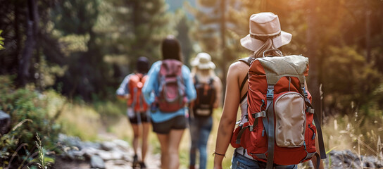 Obraz premium a group of people went hiking