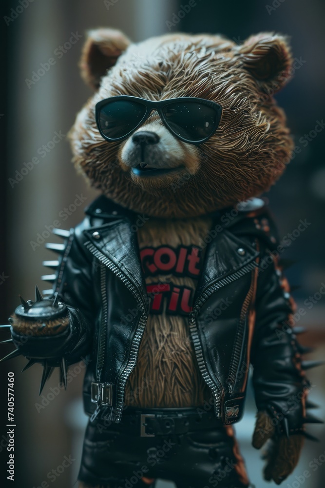 Sticker The slogan that's it with a bear doll in a spiked leather jacket