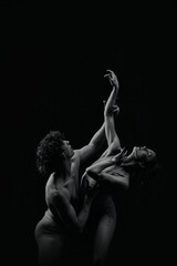 Passion, inspiration and feelings. Talented, artistic young man and woman, ballet dancers making...