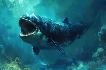Peinture d'un orque dans l'océan » IA générative