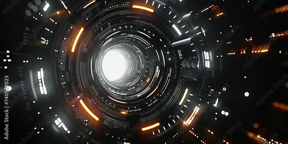 Poster futuristic technology abstract background with circular designs illustration of modern sci fi ideal 
