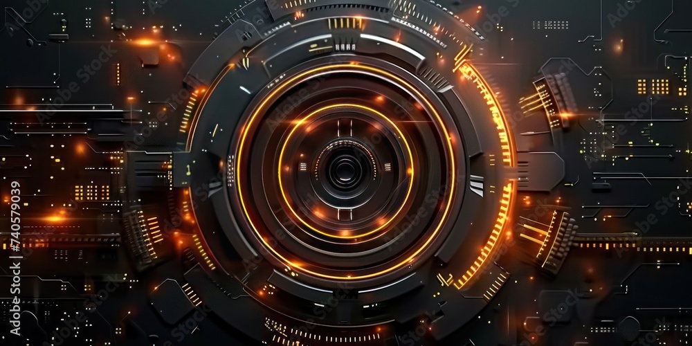 Poster futuristic technology abstract background with circular designs illustration of modern sci fi ideal 