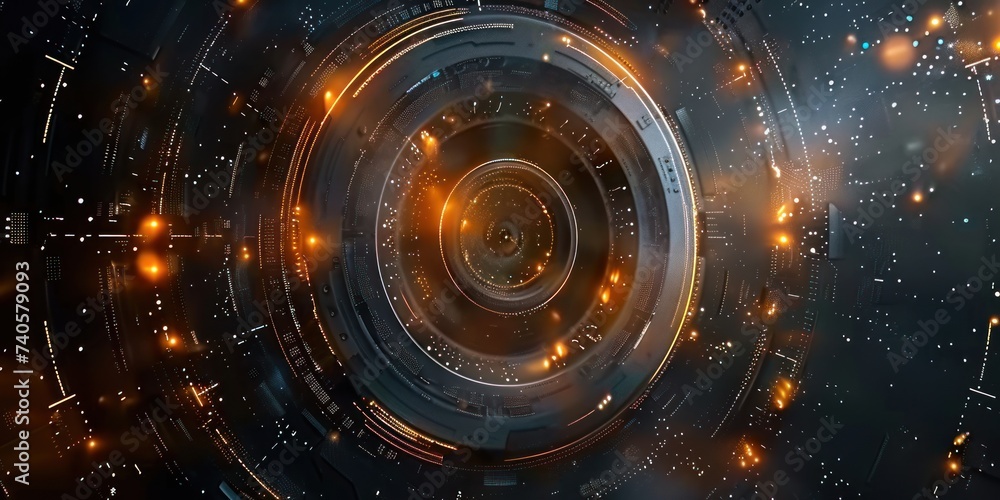Poster futuristic technology abstract background with circular designs illustration of modern sci fi ideal 