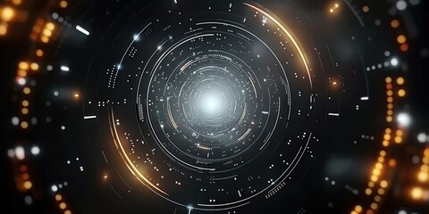 Obraz premium Futuristic technology abstract background with circular designs illustration of modern sci fi ideal for digital concepts and space exploration themes featuring glowing lines and holographic