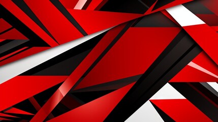 Dynamic red, black, and white geometric abstract: contemporary business background with diagonal stripes and triangles

