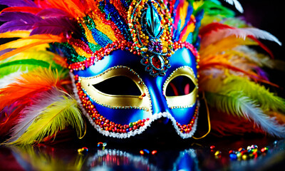 beautiful mask for carnival. Selective focus. - obrazy, fototapety, plakaty