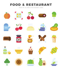 Food and Restaurant Icons Pack. Flat icons set. Flat icon collection set.