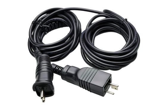 Electric plug isolated on PNG Background. Generative Ai.