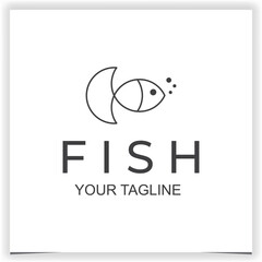 Vector simple line fish logo design