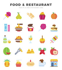 Food and Restaurant icons set. Collection of simple Flat web icons.