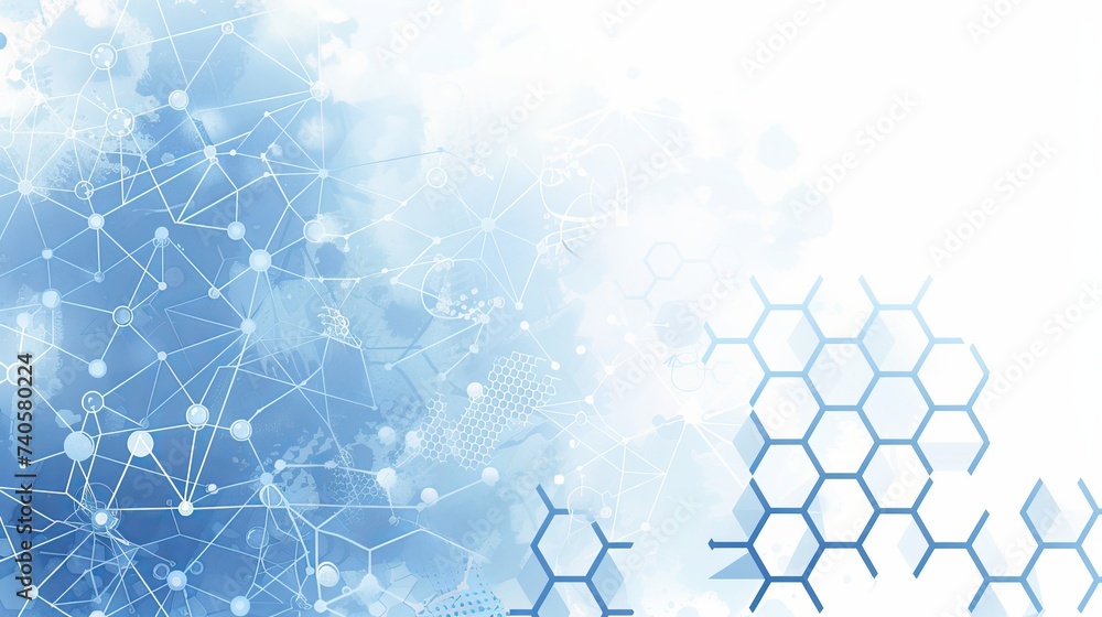 Poster abstract geometric polygon molecules on white background futuristic digital science tech concept.