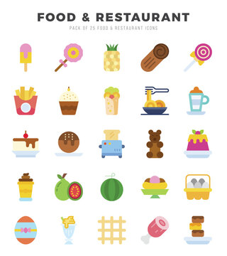 Food and Restaurant. Flat icons Pack. vector illustration.